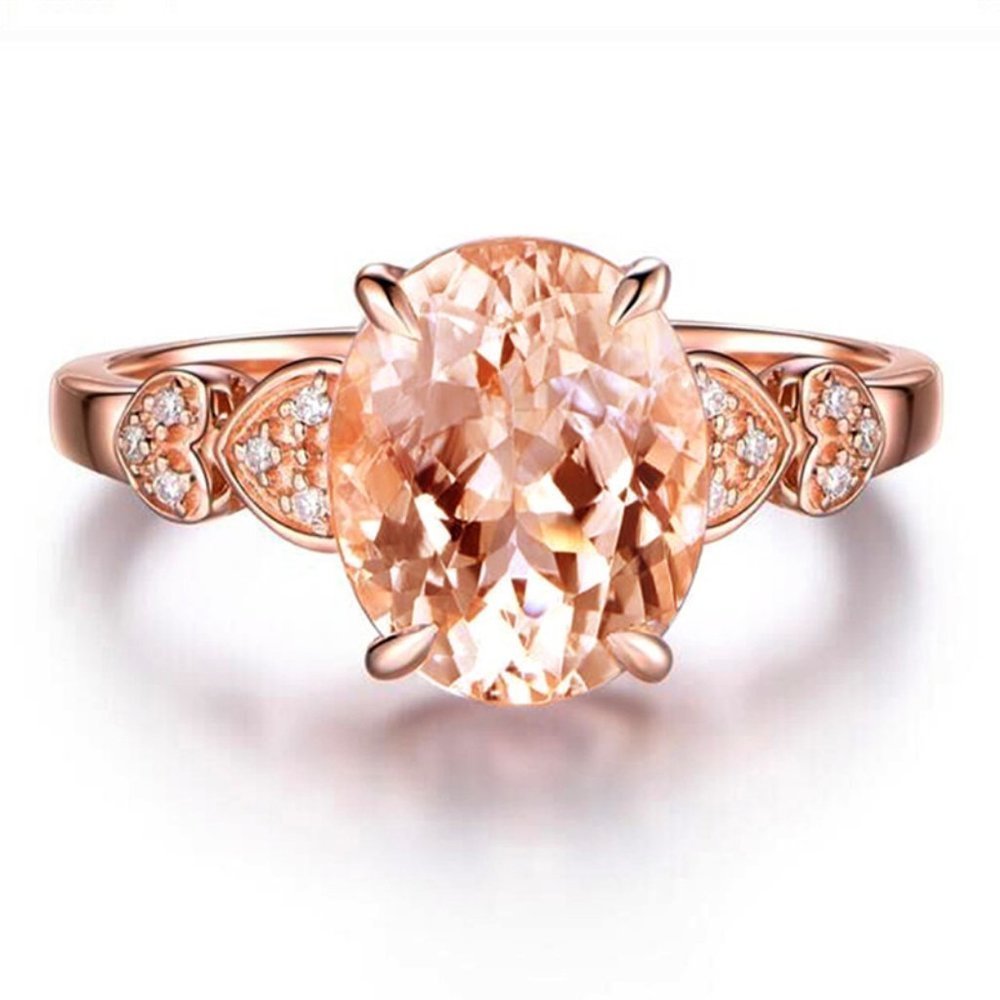 Vintage Gemstone Wedding Topaz Bague Anillo 18K Rose Gold Plated Ring, VIP288